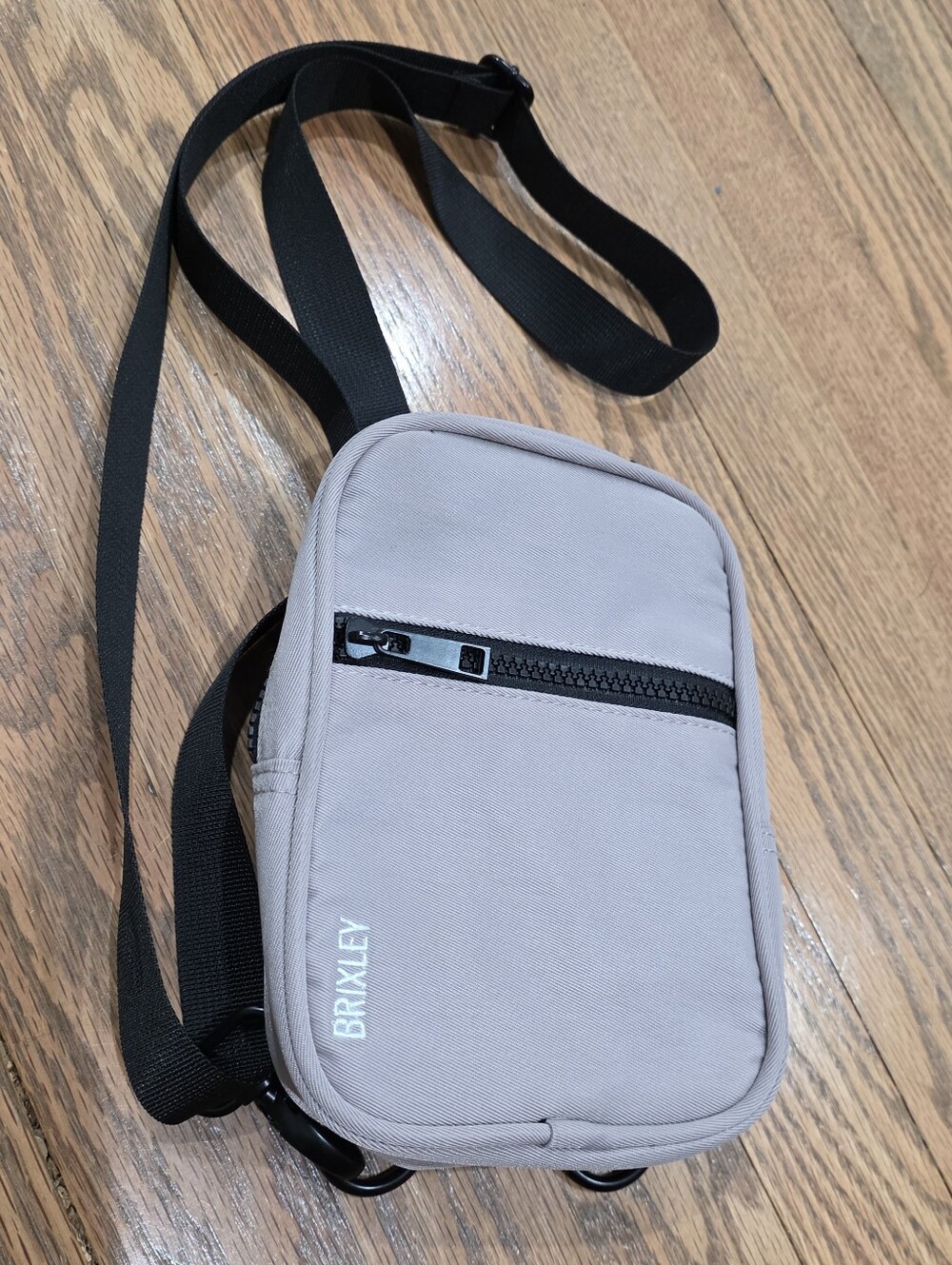 BRIXLEY Beige Crossbody Bag with Black Strap